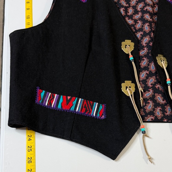 Unique Vintage-Inspired Black Vest Southwest/Aztec Inspired - Picture 12 of 12
